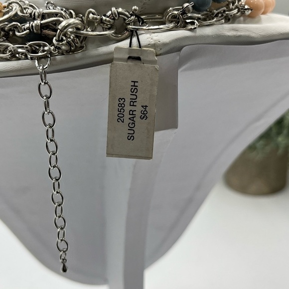 Gypsy Bohemian Hippie Multi Waterfall Necklace pastel Silver‎ tone “sugar rush” - Picture 11 of 15